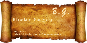 Bineter Gergely névjegykártya